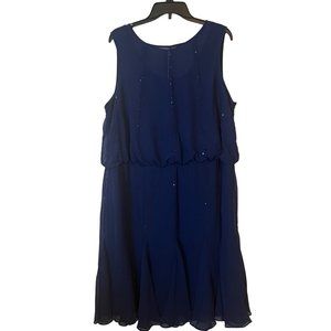Jessica London Flare Dress Womens 20 Blue Pleated Simmer Sleeveless Evening Wedd